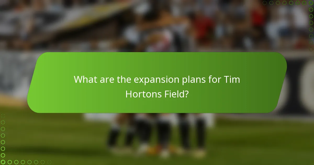 What are the expansion plans for Tim Hortons Field?